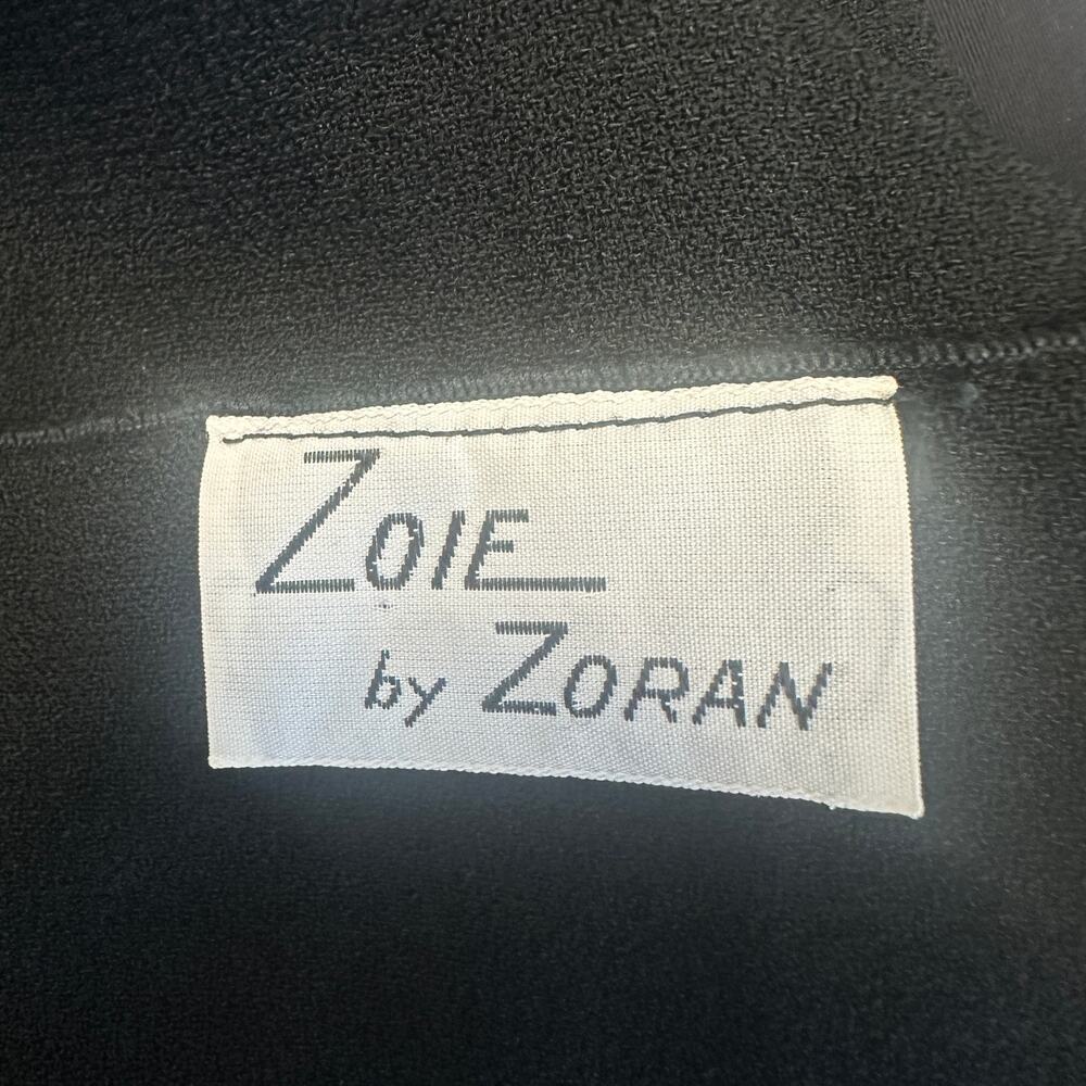 Zoie by Zoran VTG 80s Black Lettuce Trim Tunic Witchy Fairy Ren Faire Knight XS - Picture 9 of 10